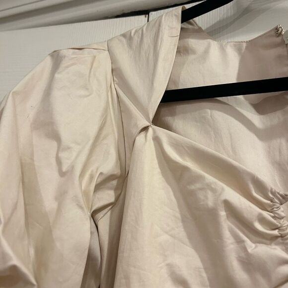 Frame Tie Neck Puff Sleeve Stretch Poplin Minidress medium - Picture 8 of 9